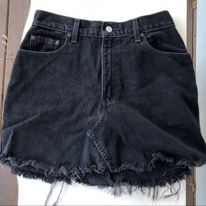 high wasted black denim skirt